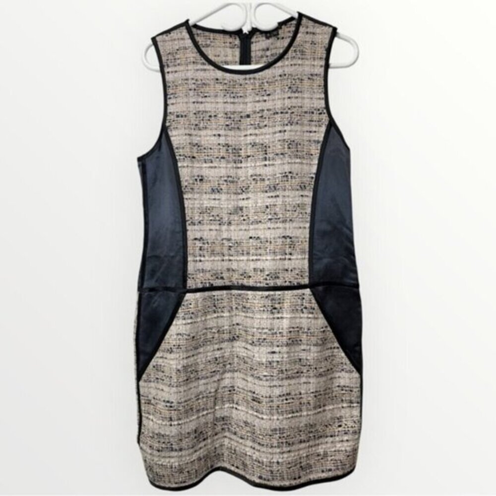 Theory Black and Cream Panel Mini Dress